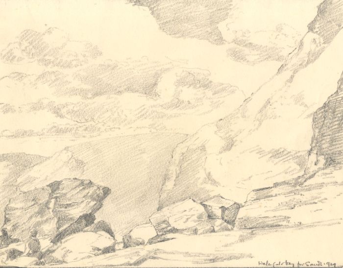 Marcus Adams - 1929 Graphite Drawing, Watergate Bay, Cornwall