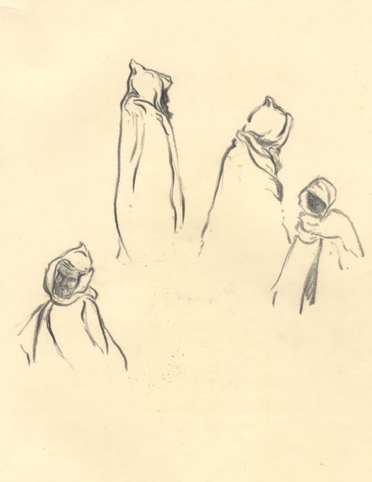 Marcus Adams - Mid 20th Century Graphite Drawing, Cloaked Figures