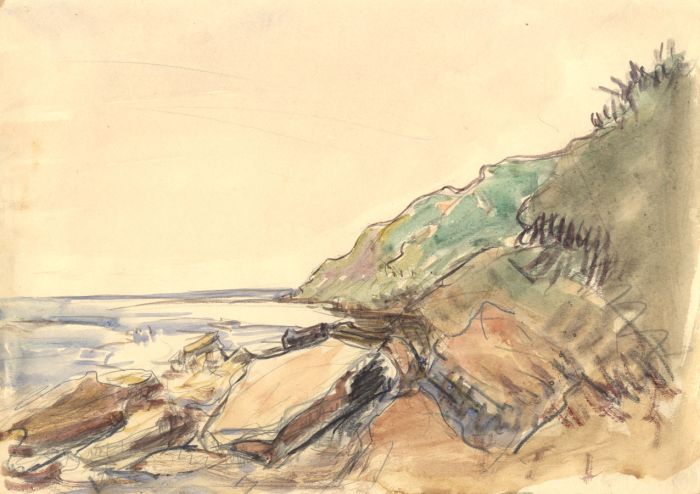 Mid 20th Century Watercolour - Coastal Landscape