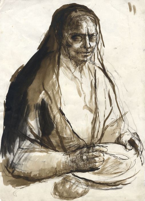 Barbara Dorf - Mid 20th Century Watercolour, Portrait of an Elderly Lady