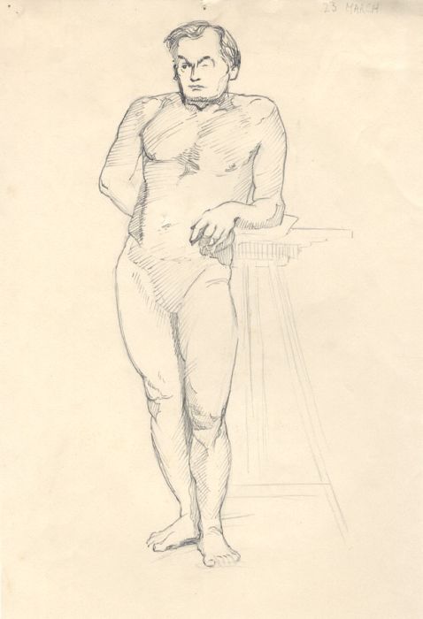 Catherine Moody (1920-2009) - Contemporary Pen and Ink Drawing, Male Nude