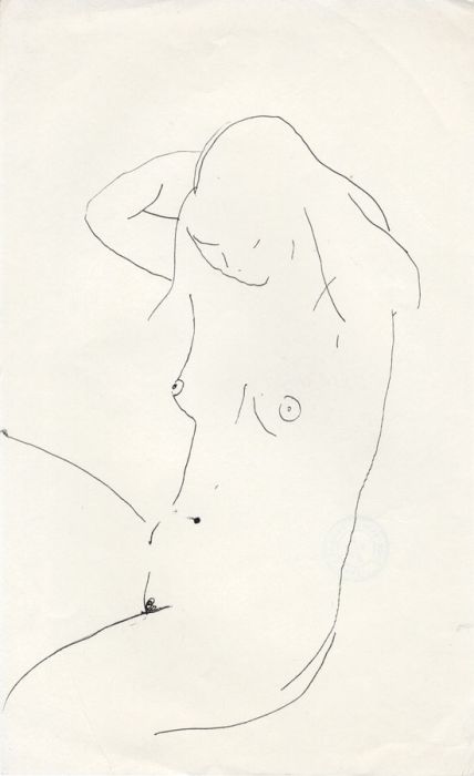 Barbara Dorf - Mid 20th Century Pen and Ink Drawing, Seated Female