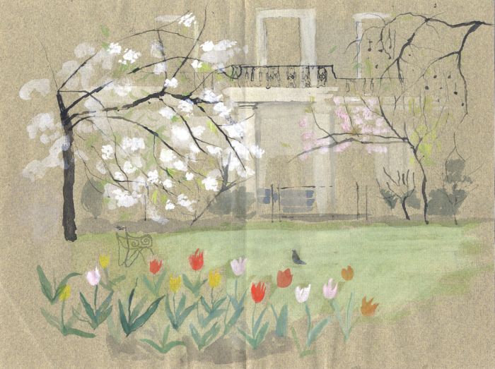 Barbara Dorf - Mid 20th Century Watercolour, Garden View with Poppies