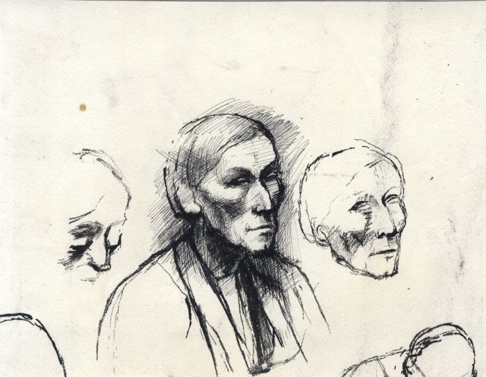 Barbara Dorf - Mid 20th Century Pen and Ink Drawing, Woman Portrait Study