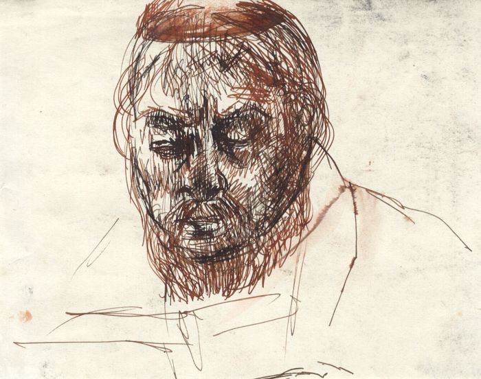 Barbara Dorf - Mid 20th Century Pen and Ink Drawing, Male Portrait Study