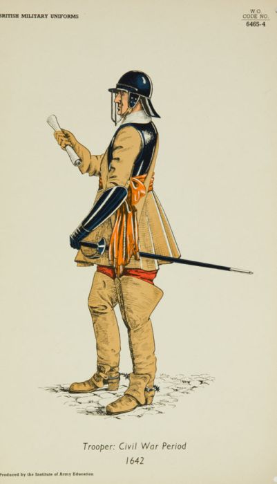 20th Century Lithograph - British Army Uniforms: Trooper: Civil War Period 1642