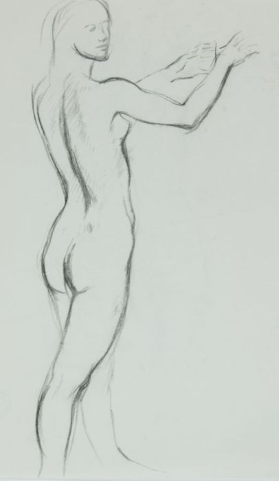 Barbara Dorf - Mid 20th Century Charcoal Drawing, Nude Study