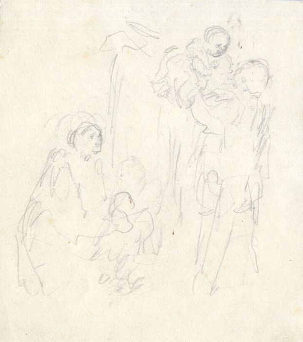 Joseph Clark - Late 19th Century Graphite Drawing, Family Sketch