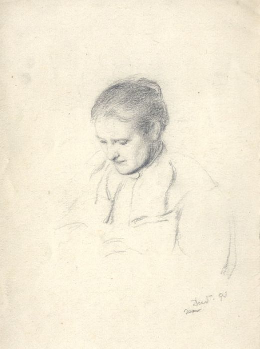 Joseph Clark - 1893 Graphite Drawing, Portrait of a Woman