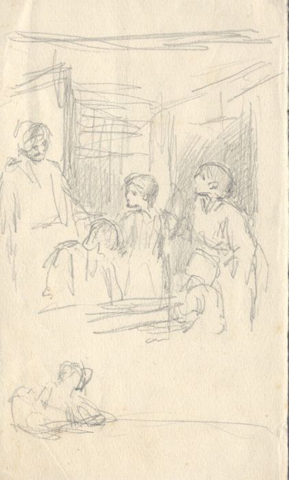 Joseph Clark - Late 19th Century Graphite Drawing, Family Sketch