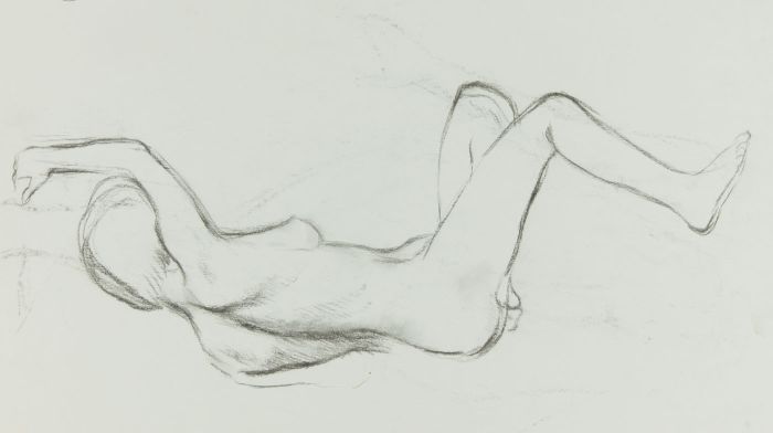 Barbara Dorf - Mid 20th Century Charcoal Drawing, Seated Female Nude