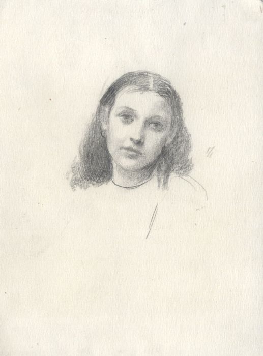 Joseph Clark - Late 19th Century Graphite Drawing, Portrait of Girl