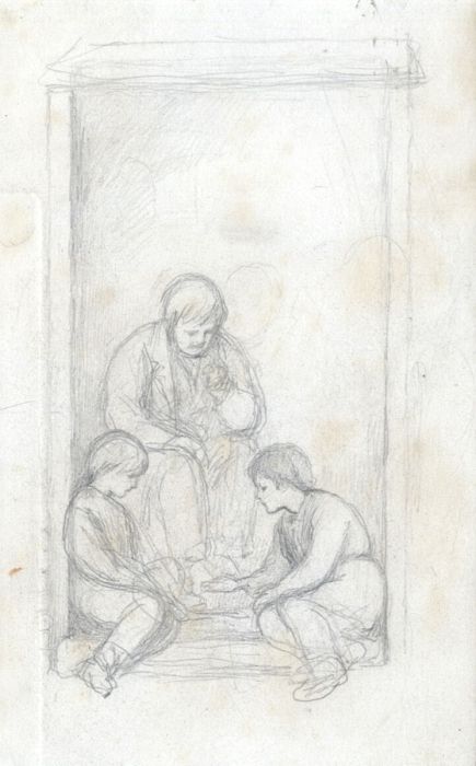 Joseph Clark - Late 19th Century Graphite Drawing, Sitting by the Doorway