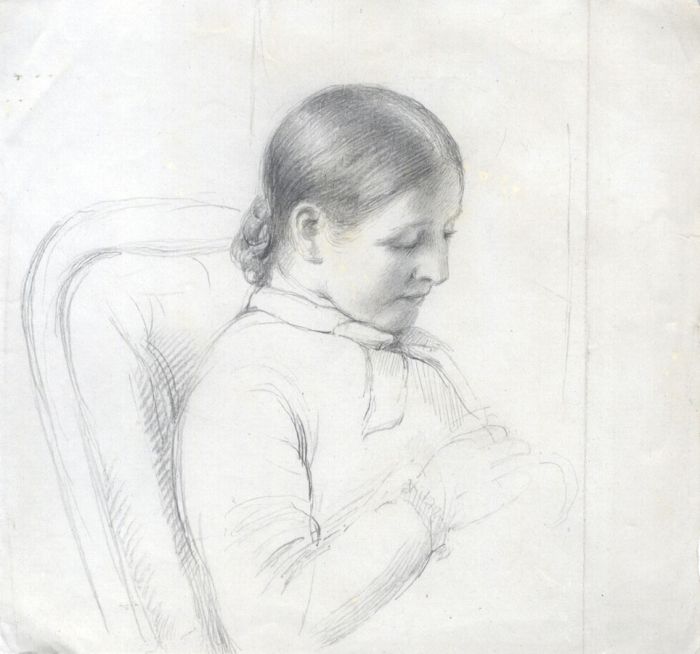 Joseph Clark - Late 19th Century Graphite Drawing, A Seated Woman