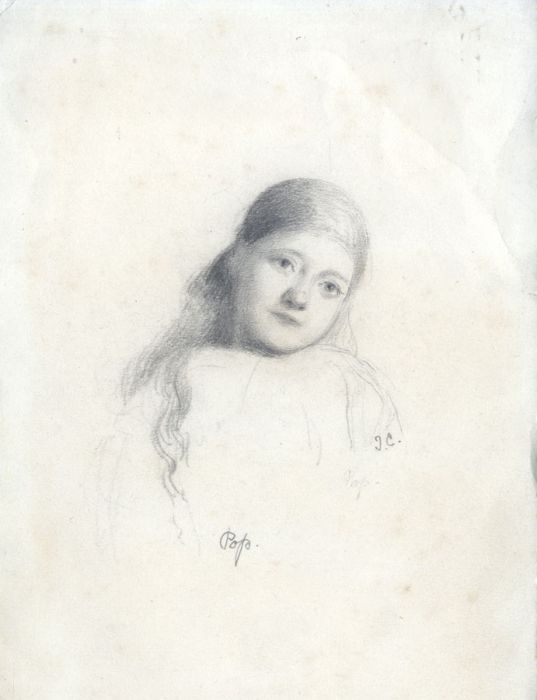 Joseph Clark - Late 19th Century Graphite Drawing, Portrait of a Girl