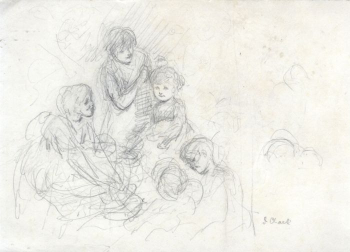 Joseph Clark - Signed Late 19th Century Graphite Drawing, Tying Her Hair