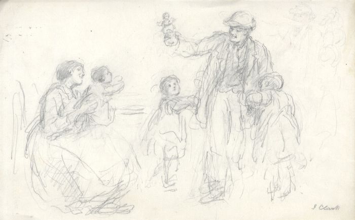 Joseph Clark - Signed Late 19th Century Graphite Drawing, Bringing Home Toys