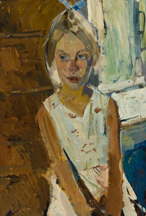 Yuri Alexandrovich Savinov (1929-1997) - Russian School Oil, Portait of a Girl