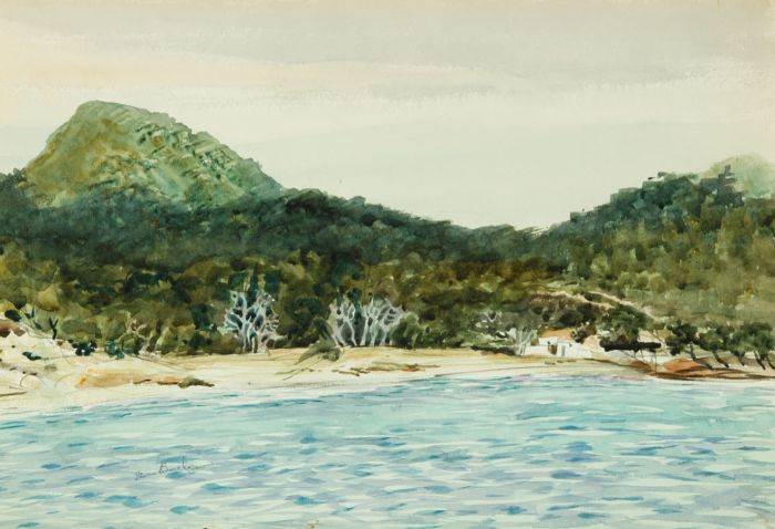 Irene Bache (1901-1999) - Signed 1957 Watercolour, Cala Rajada, Mallorca