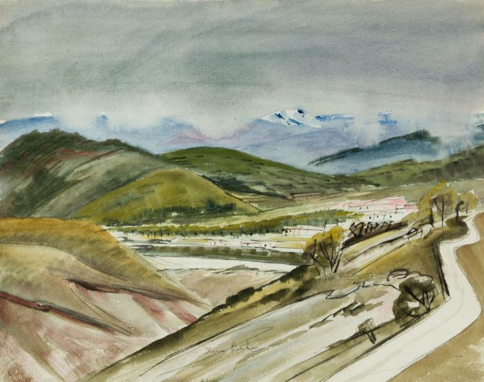 Irene Bache (1901-1999) - 1975 Watercolour, The Durance near Sisteron Province