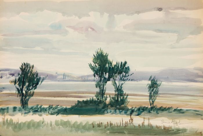 Irene Bache (1901-1999) - 20th Century Watercolour, Landscape with Trees