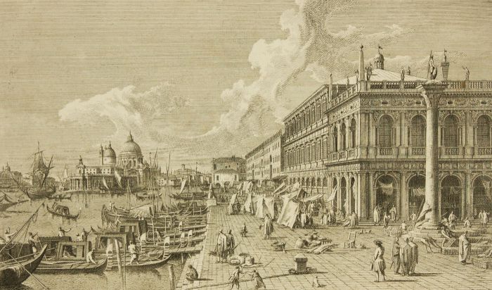 Antonio Visentini after Canaletto 1751 Engraving, Venice "Prospectus a Columna-"