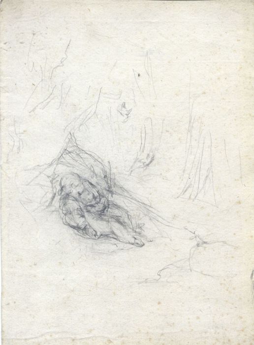 English School - A fine 19th Century Graphite Drawing, Babes in the Wood