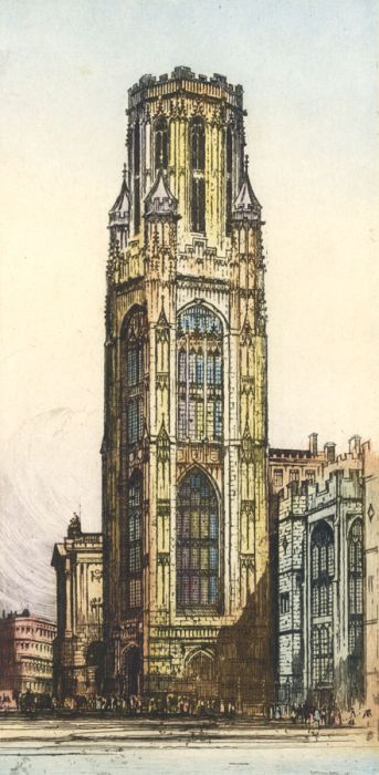 Edward Sharland (1884-1967) - Early 20th Century Etching, Wills Memorial Tower