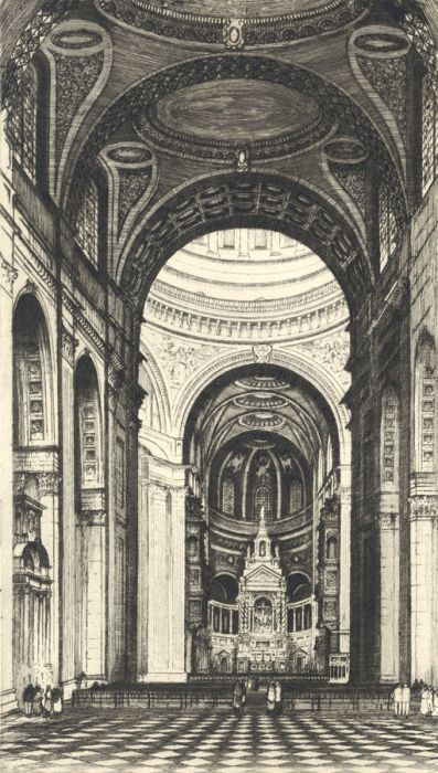 Grant Edwards - Early 20th Century Etching, Brompton Oratory
