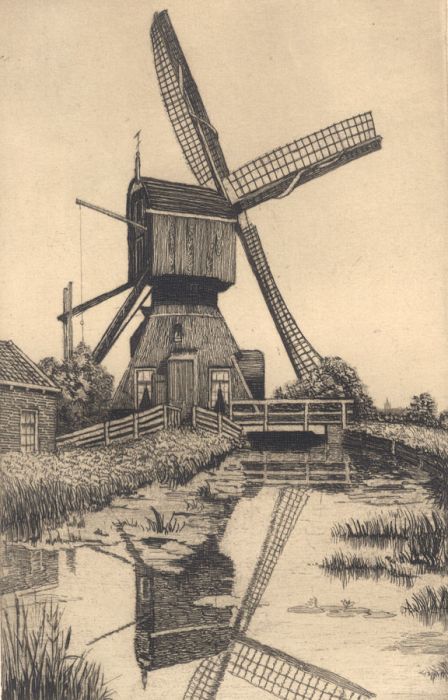 Mid 20th Century Etching - Windmill
