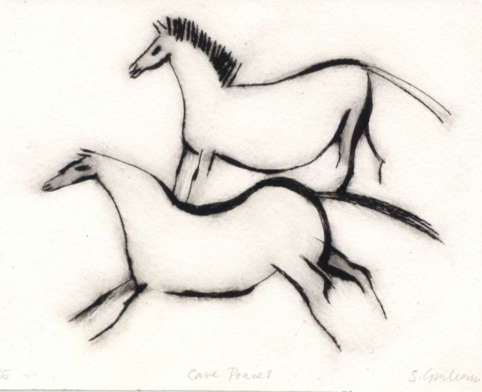 S. Graham - Limited Edition Contemporary Etching, Cave Ponies