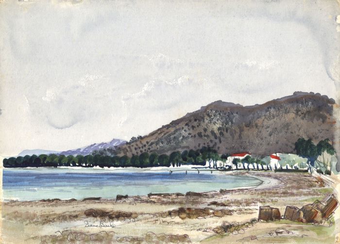 Irene Bache (1901-1999) - Signed 1957 Watercolour, Alcudia, Mallorca
