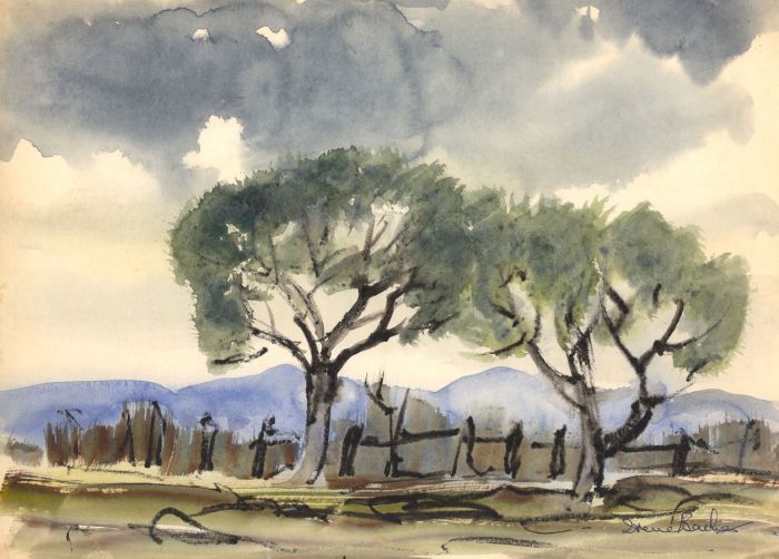 Irene Bache (1901-1999) - Signed 20th Century Watercolour, Trees in a Landscape