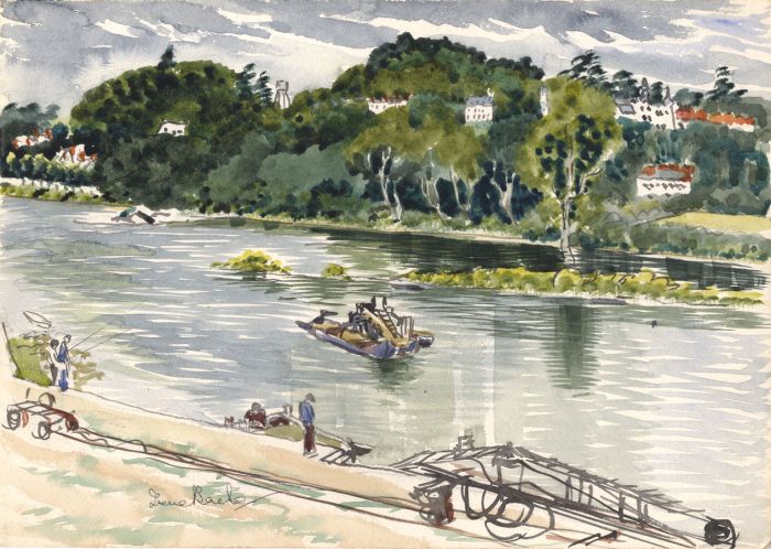 Irene Bache (1901-1999) - Signed Watercolour, French River Landscape