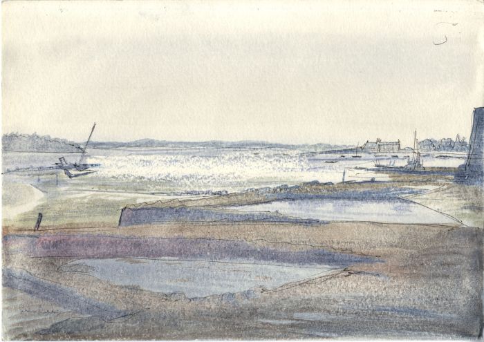 Irene Bache (1901-1999) - 20th Century Watercolour, Oyster Beds, Brittany