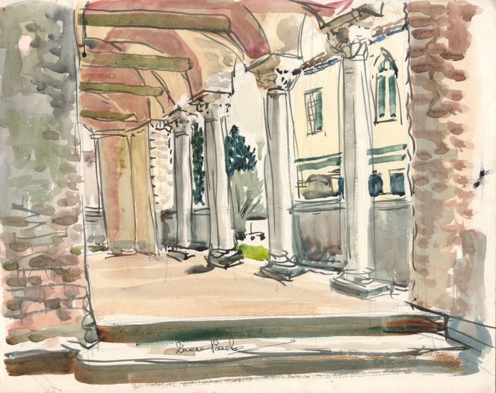 Irene Bache (1901-1999) - Signed 1956 Watercolour, Walkway in Venice