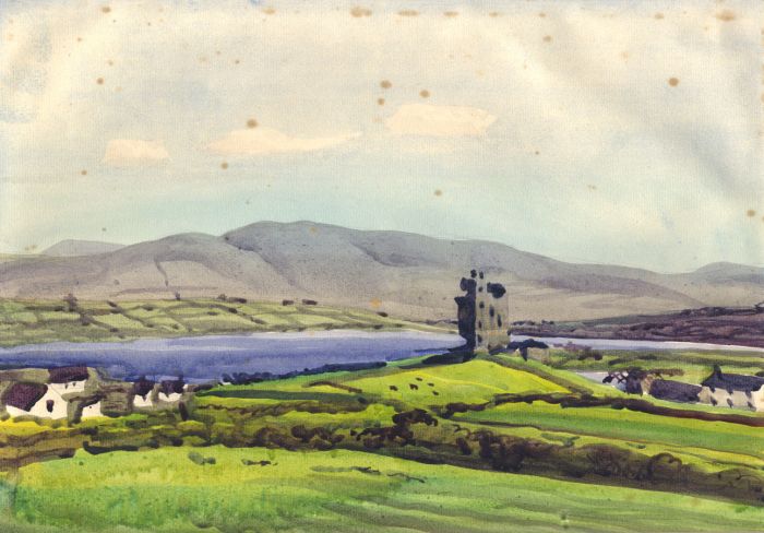 Irene Bache (1901-1999) - 1950 Watercolour, Loughlegh Castle Near Cahersiveen