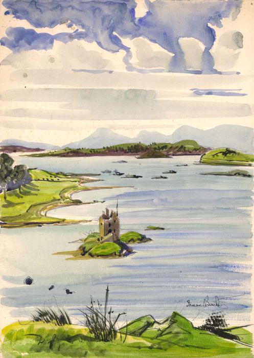 Irene Bache (1901-1999) - 1959 Watercolour, Coastal Landscape