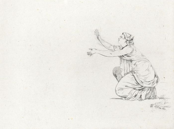 Sir George Hayter (1792-1871) - 1826 Etching, Kneeling Female