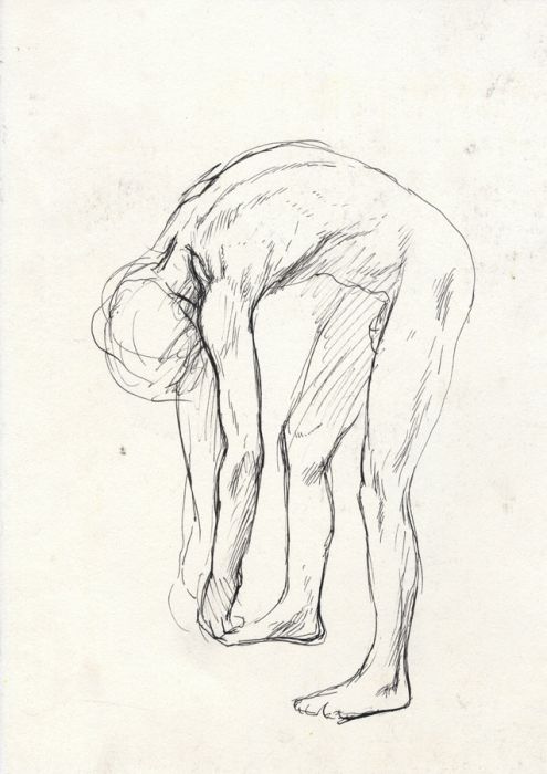 Barbara Dorf - Mid 20th Century Pen and Ink Drawing, Study of a Male Nude