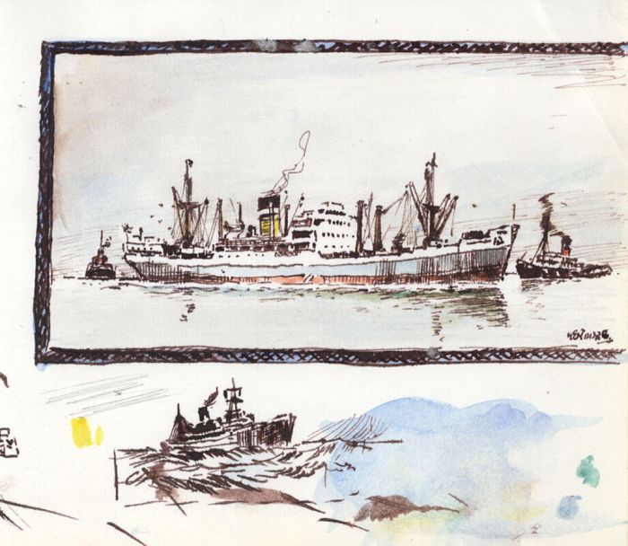 H.G. Moore - Set of 3 Mid 20th Century Pen and Ink Drawings - Ship Scenes