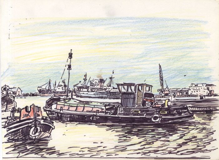 H.G. Moore - Set of 5 Mid 20th Century Pen and Ink Drawings - Ship and Boats