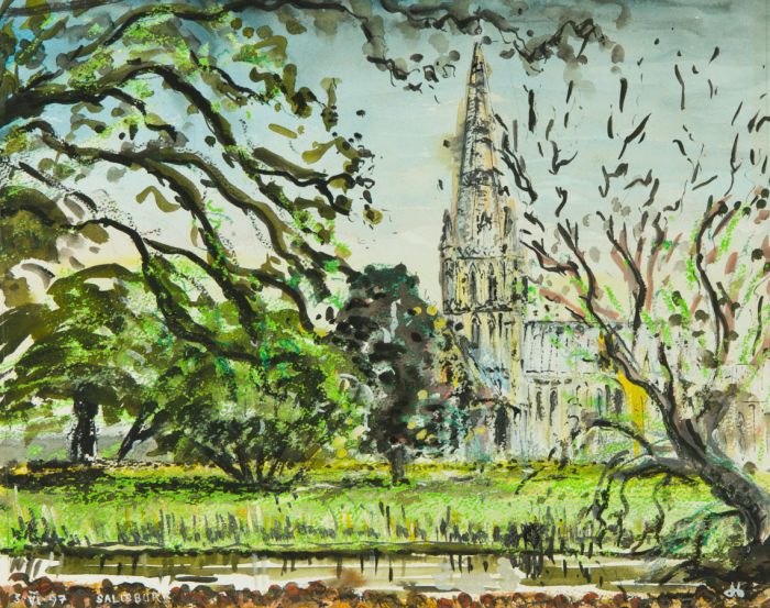 D.H. Bishop - 1997 Double Sided Mixed Media Painting, Salisbuty
