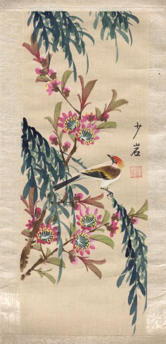 Set of 3 Chinese Scrolls - Mid 20th Century Watercolours, Birds and Flowers