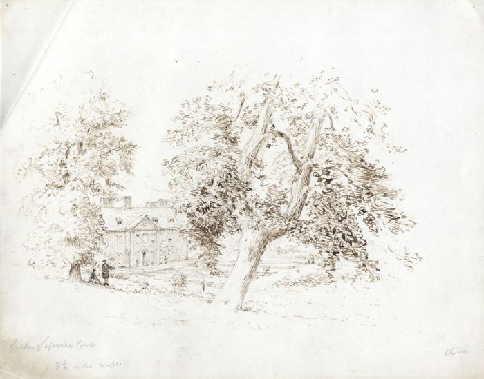 English School 19th Century Pen and Ink Drawing - Garden and Stately Home