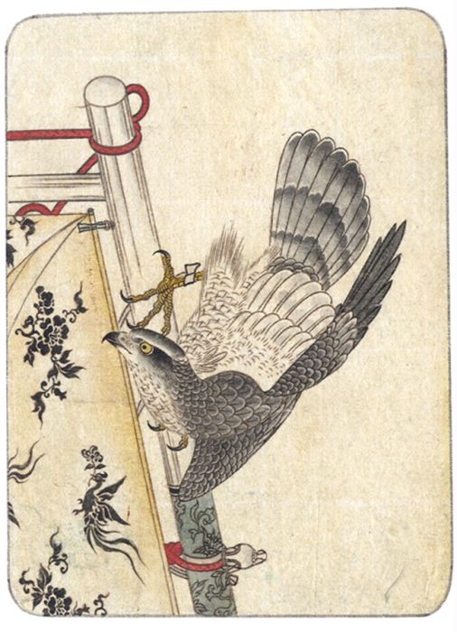 Fine Japanese 19th Century Watercolour - Hawk on a Perch
