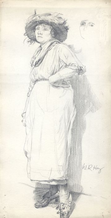 William Robert Hay - Early 20th Century Graphite Drawing, Lady in a Hat