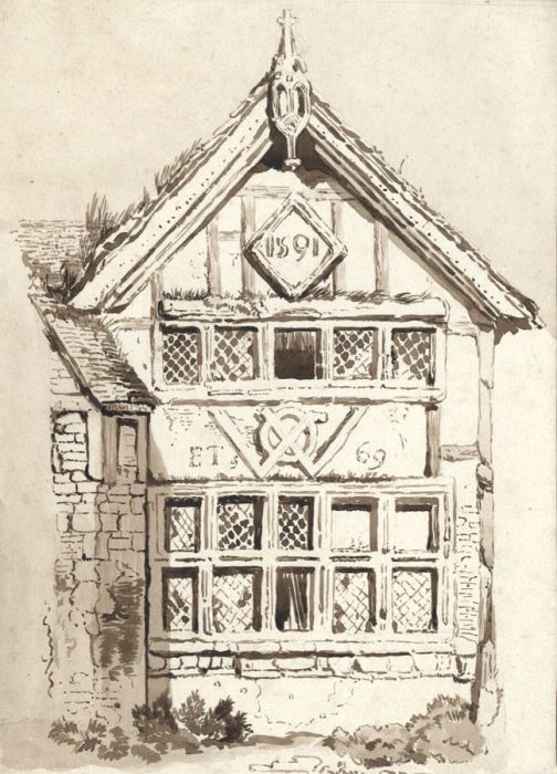 Set of Two Monochrome 19th Century Watercolours Depicting a Stone Wall House