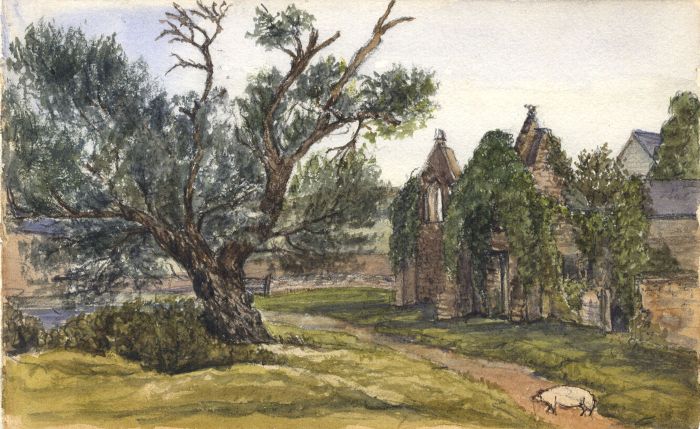 1884 Watercolour - The Priory in Kilve, Somerset