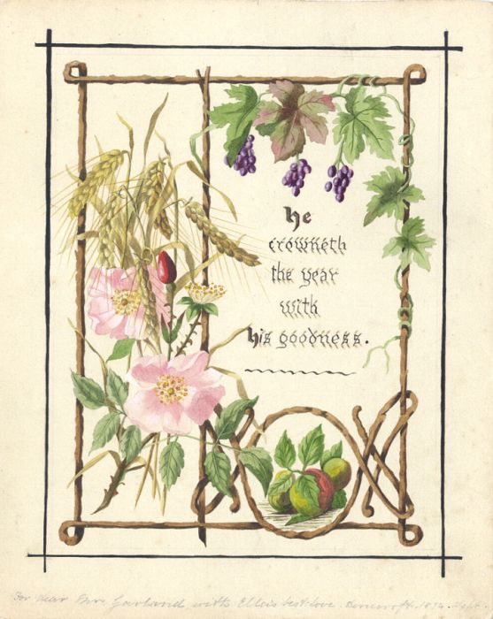 18th Century Watercolour - He Growneth the Year with his Goodness